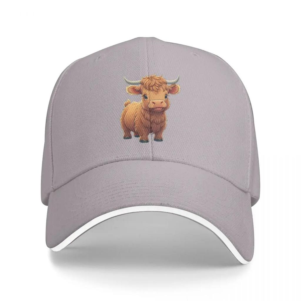 Baby Scottish Highland cow Baseball Cap Brand Man cap hiking hat Rugby Hats Woman Mens