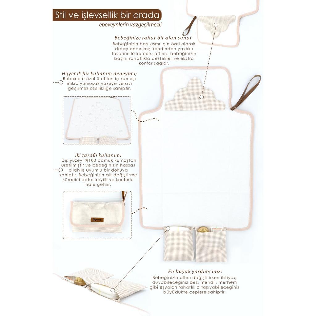 Baby Bag Diaper Mat, Diaper Changing Pad, Portable Care Bag, Clutch Series, Brown