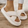 Fashion Autumn Winter Corduroy Home Slippers Women Cross Band Thick Soft Sole Slides Platform Shoes Female Non Slip Indoor Slippers