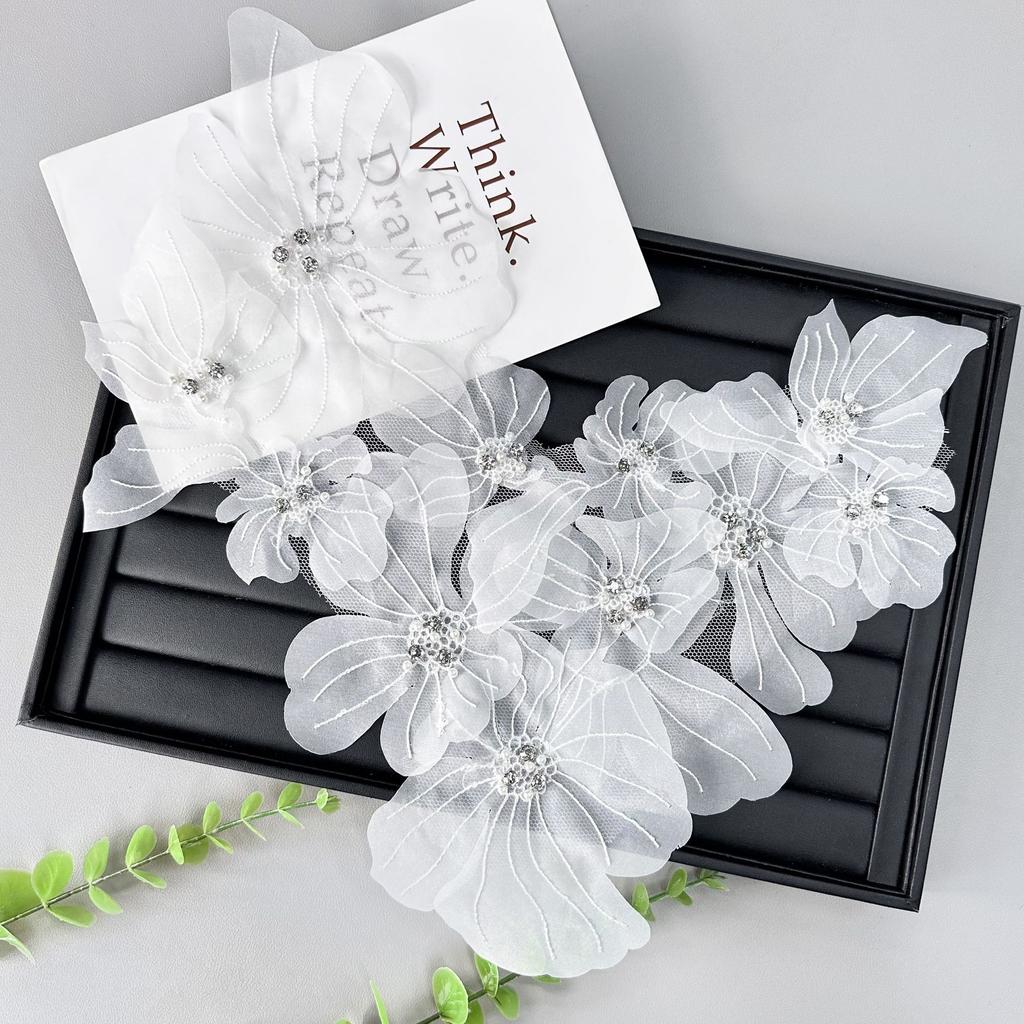 Handmade Embroidery Bead Sticker Decorative Flower Piece Front Piece Collar Flower One-Piece Skirt Dress Headgear Diy Clothing Cloth Sticker