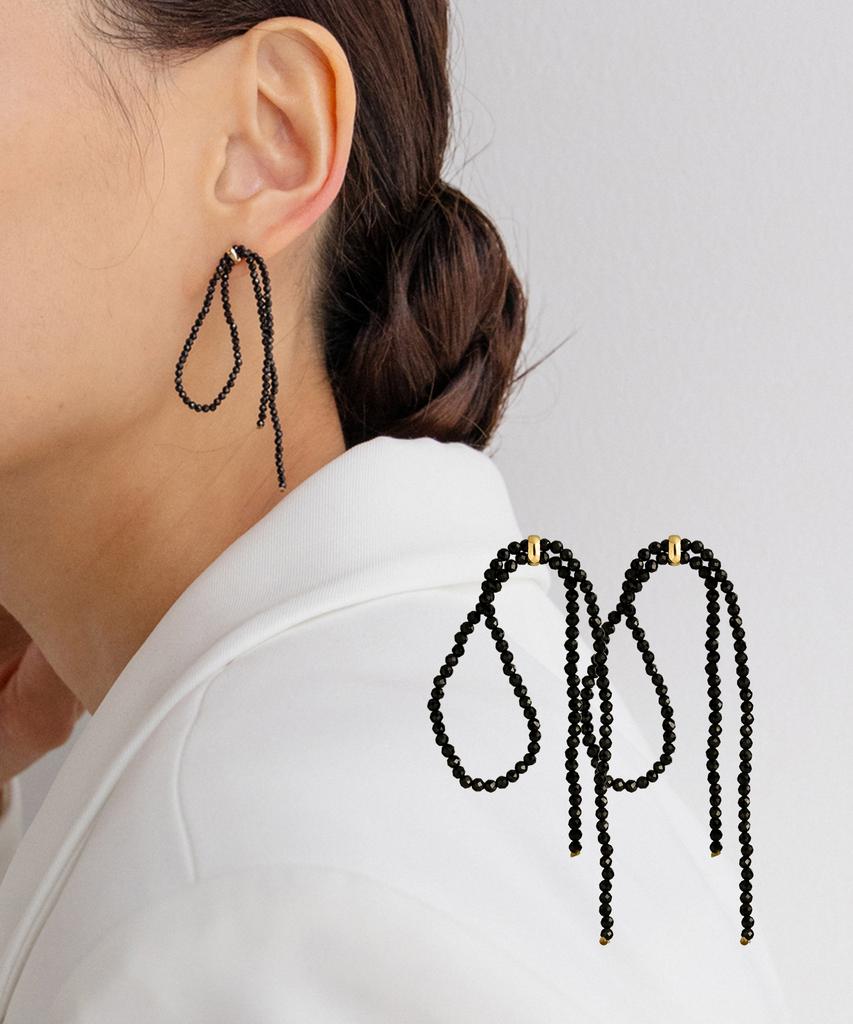 Haero Silver 925 Black Ribbon Earrings