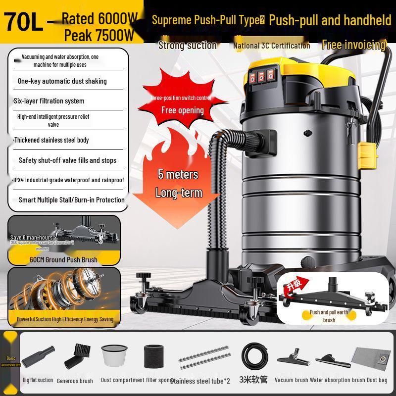 High-Power Industrial Vacuum Cleaner for Home, Car, Commercial Carpet, and Grout Cleaning