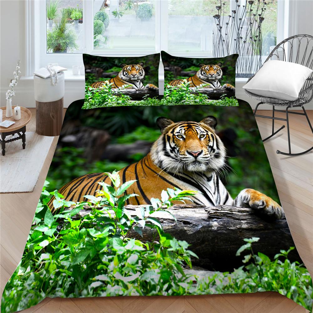 Bedding Set 3D Tiger Printed Duvet Cover Set with Pillowcase Home Textiles Bedding Cover Suit