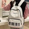 Sac d'école préppy grande capacité Sac à dos en nylon avec motif touches de piano Sac à dos à pois Shopping