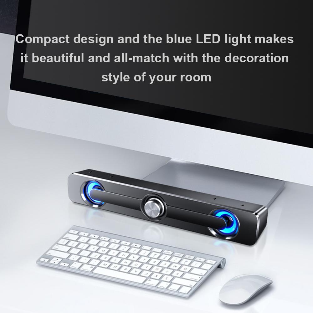 V-111 Computer Spker USB Wired Powerful Bar Stereo Subwoofer Bass Spker Surround Sound Box for PC Laptop Phone Tablet MP3 MP4
