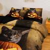 Cat Pumpkin Duvet Cover Set Halloween Comforter Cover Ghost Bedding Set Horror Quilt Cover Black Room Decor 3PCS NO Comforter