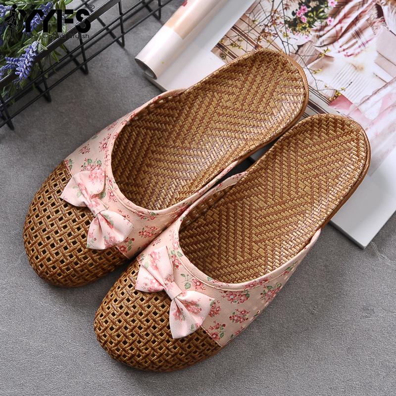 Летние женские плоские шлепанцы с цветочным узором 35-36