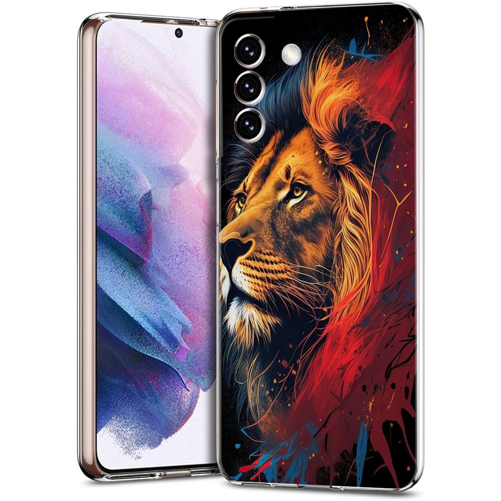 The Lion Phone Case for Samsung Galaxy S24 S23 S22 S20 S21 FE Ultra S24 S23 S10 S10E S9 S8 Plus 5G Transparent Shell Capas Bags