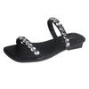 Black premium one-word strap flat-bottomed slippers for women's new summer sandals for women to wear thick-heeled rhinestone slippers