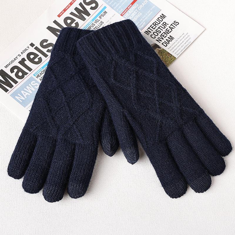 Winter Gloves Warm Plus Velvet Thickened Touch Screen Knitted Gloves for Women In Northeast Winter Riding Writing Cold Proof Gloves