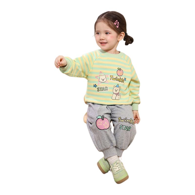 LUSON Infant Girls' Cartoon Sweatshirt & Sport Pants Set