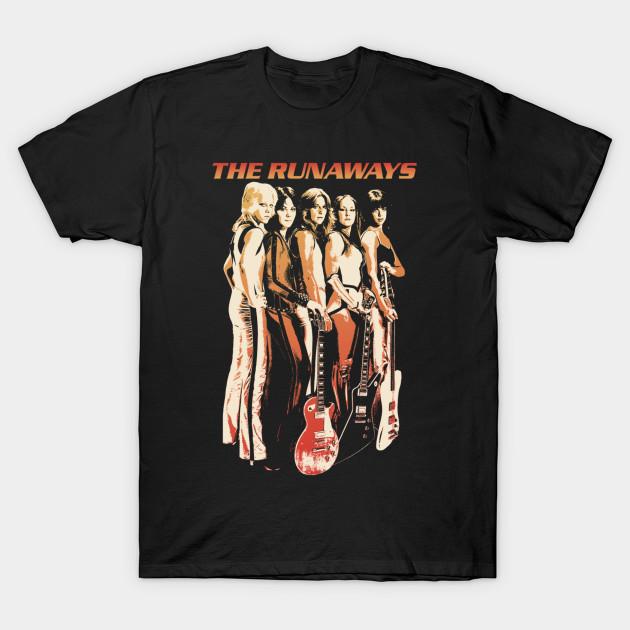 

Men Black Print T-shirt The Runaways No-Cut Transfer Paper Print Cotton Tshirt XL