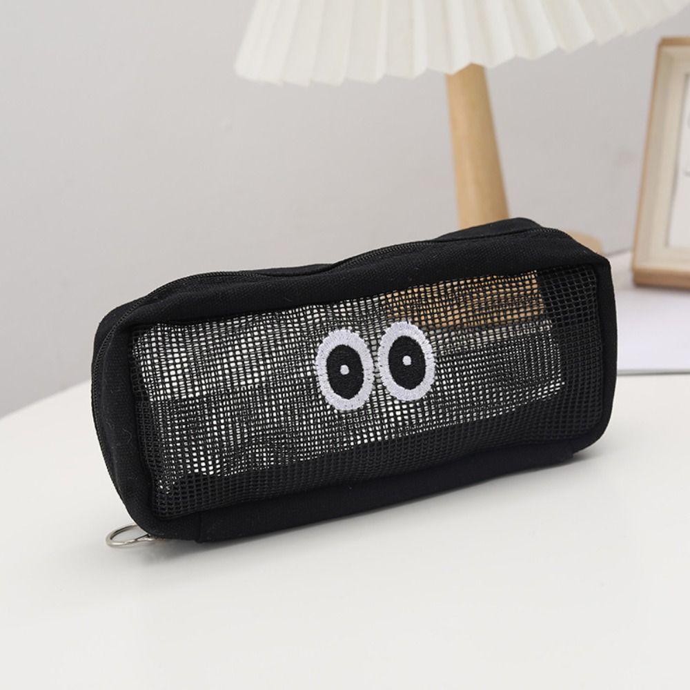 Cartoon Big Eyes Mesh Pencil Case Simple Makeup Pouch Durable Pen Pouch  School Supplies style 3