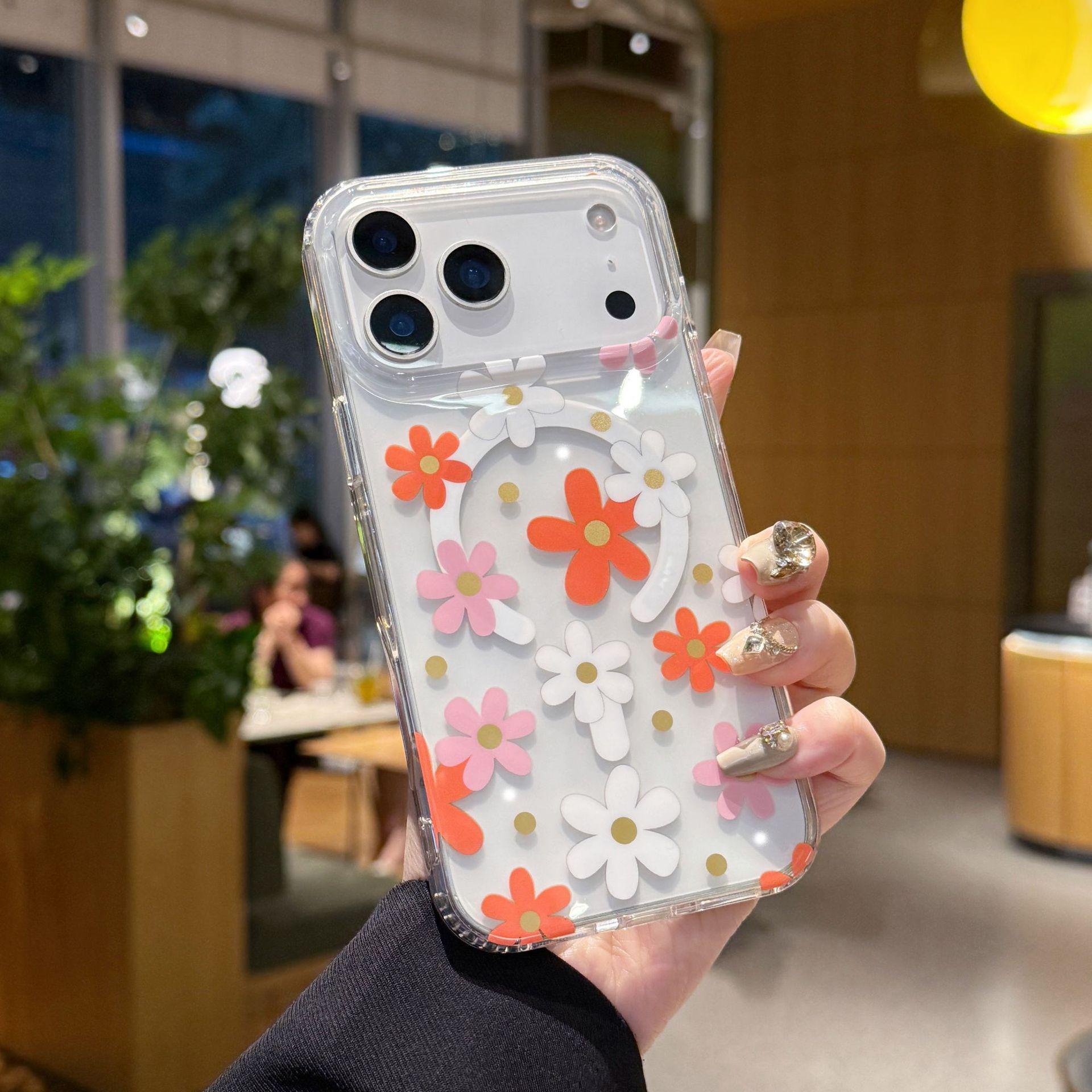 

Four Seasons Floral iPhone 17 Pro Max Case, Transparent, Magnetic, Drop-proof Protective 14 Pro