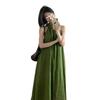 French green neck sling dress children's summer new seaside vacation temperament dress