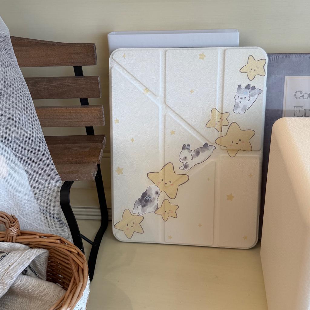 Simple Little Star Rabbit Case For iPad Air8 Air7 13th 11th 10th A16 9th Cover iPad Pro11 4 5 10.9in 12.9" M5 M2 M3 M4 Mini7/6 for Apple Pencil Holder
