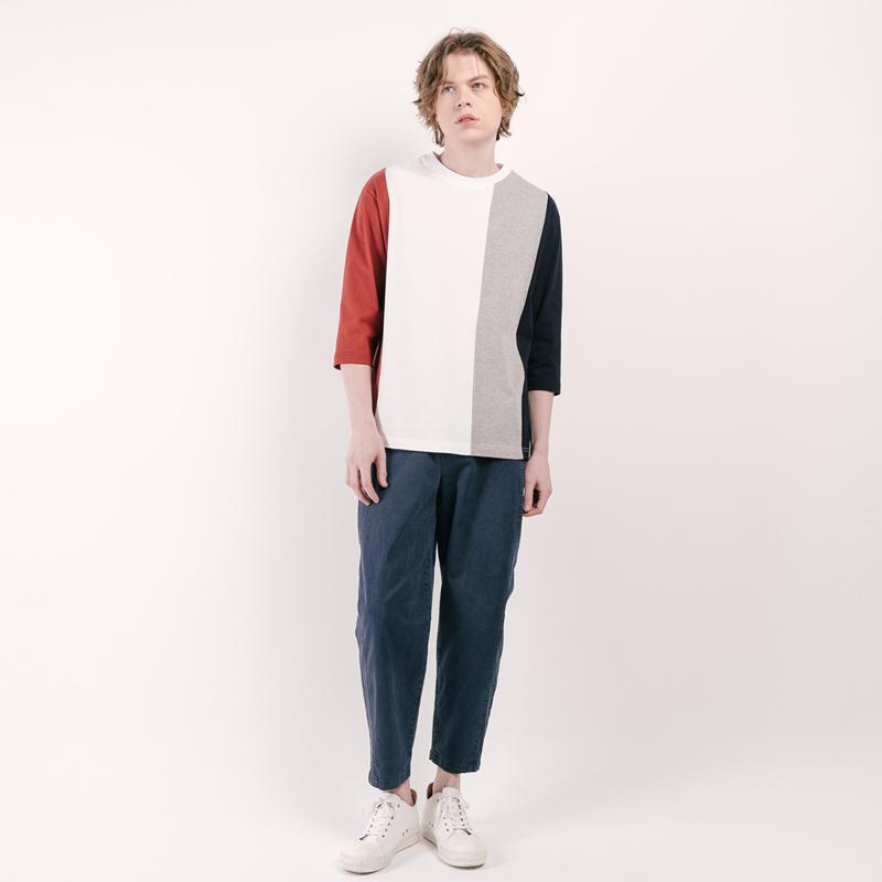 CUSTOMUS 4-Color Mix Split Cotton 3/4 Round Neck T-Shirt Cxs25Skrt306 Red