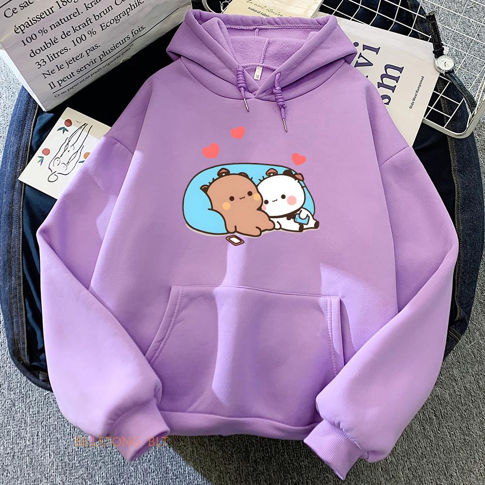 Panda Bear Bubu Dudu Love Heart Sweatshirts Winter Fleece Long Sleeve Hoodies Streetwear Kawaii Women/Men Hooded Pullovers Cute