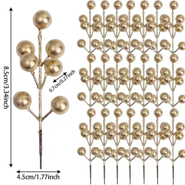100/10PCS Red Artificial Berries Branch Christmas 7 Heads Holly Berry Stems DIY Craft Wreath New Year Party Xmas Tree Decoration