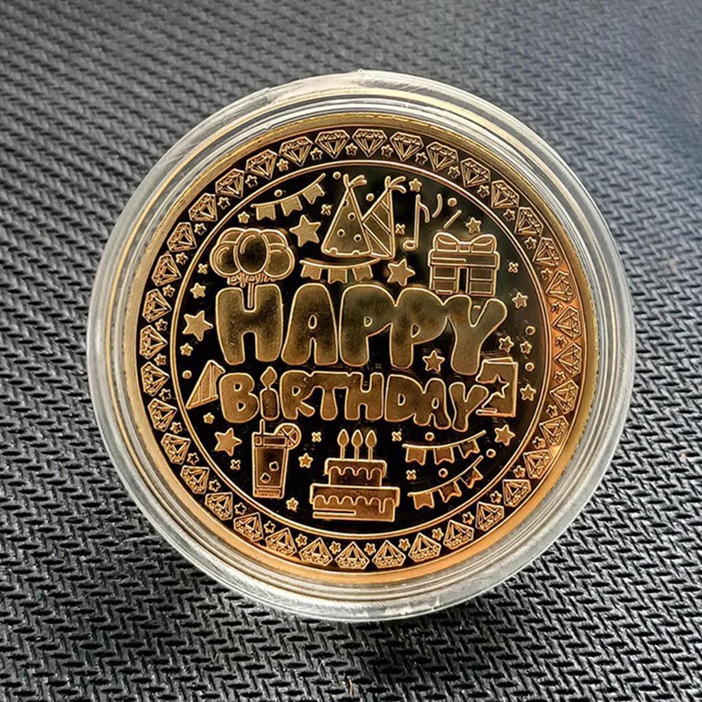 Happy Birthday Coin Funny Challenge Coin Cake Coin Colorful Commemorative MedalFor Children's Birthday Gifts