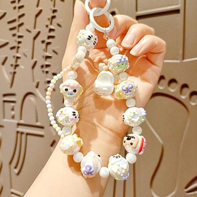 Beaded Keychain Bracelet Key Ring Decorative Women Party Favors Wristlet Hanging Ornament Keyring