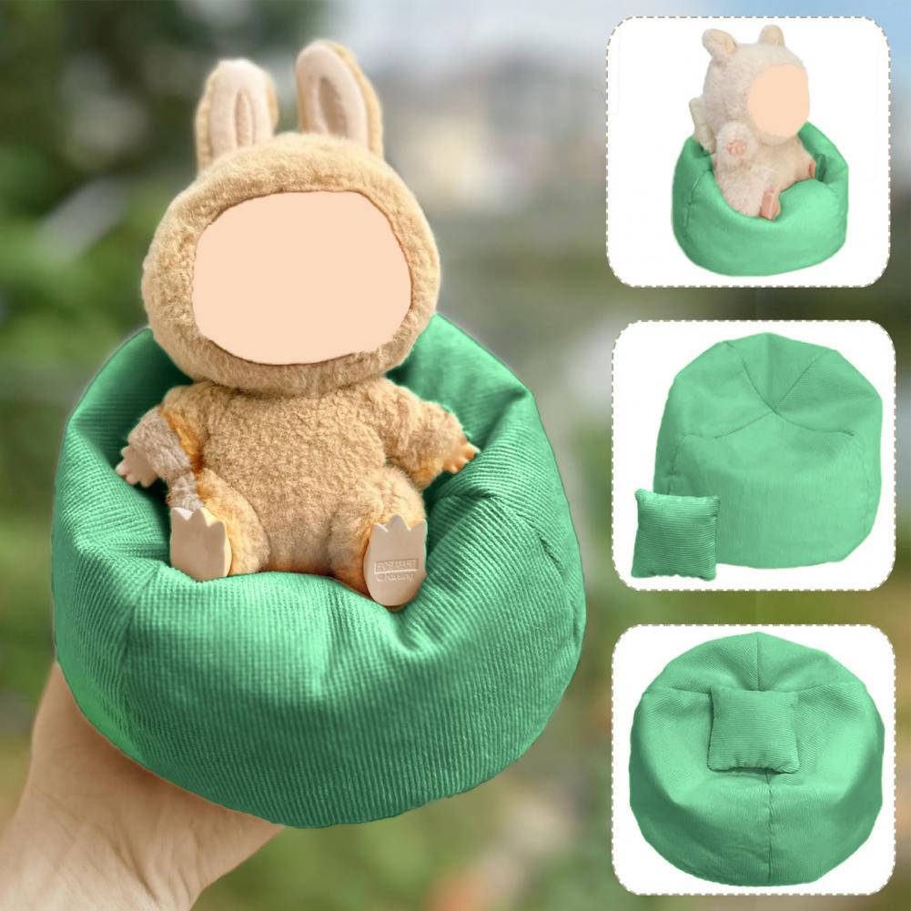 Doll Display Furniture Handmade Corduroy Bean Bag Chair For 17Cm Dolls Mini Sofa Pillows Cute Desktop Decoration Doll Accessory