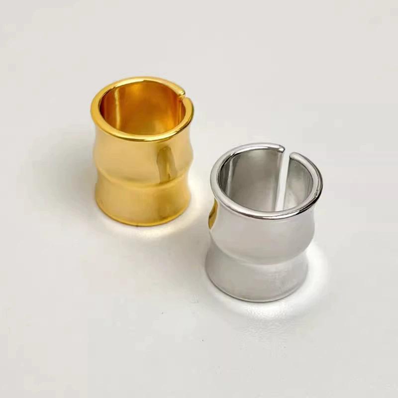 New Fashionable And Simple Metal Joint Opening Ring Female Punk Couple Wide Ring Trendy Jewelry Accessory