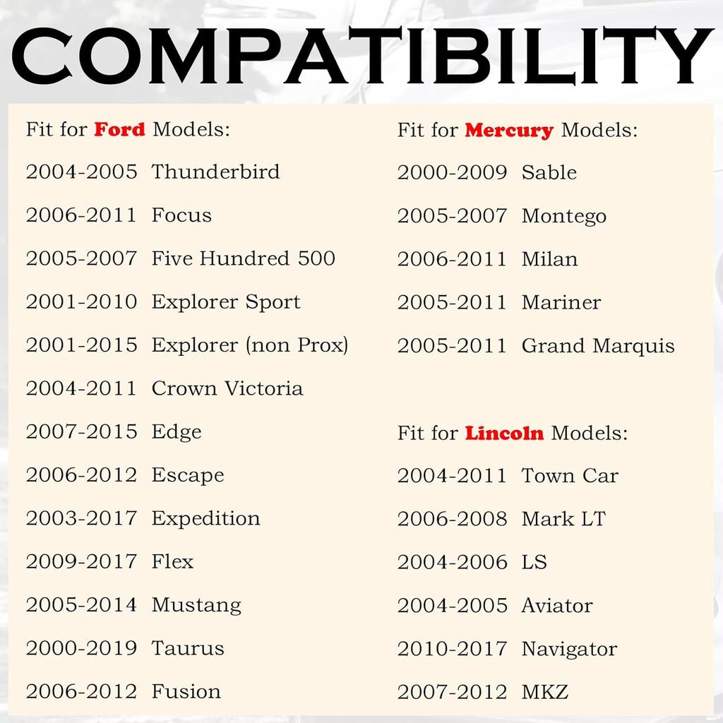 Key Fob Replacement Fits for Ford Explorer 2001-2015 Mustang Expedition Edge Focus Taurus Escape Flex Focus Fusion Lincoln Navigator Sable CWTWB1U793