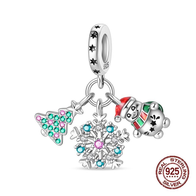 Winter Charms Copper Elk Bear Santa Claus Charms Beads Fit Original Bracelets For Women Diy Festival Jewelry Gifts