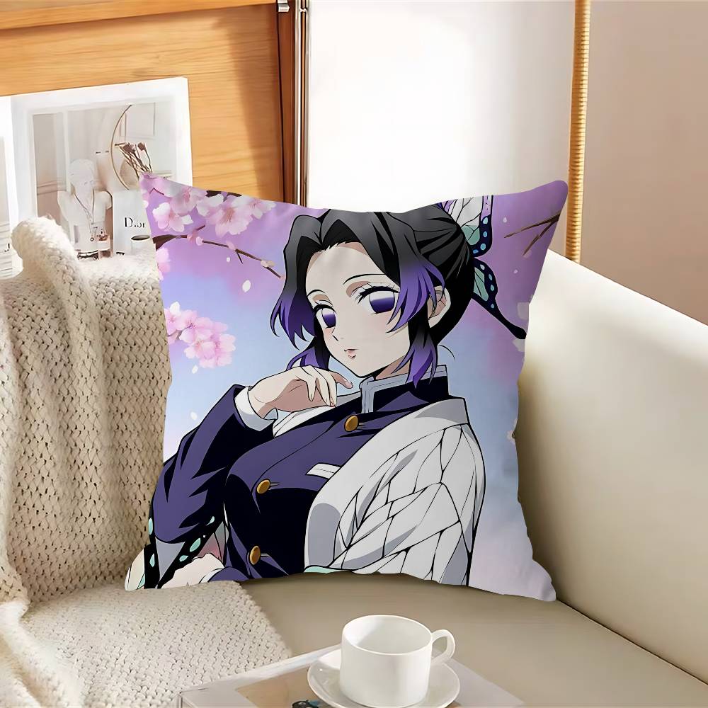 K-Kochou Shinobu Office Cushion Pillowcase Car Cushion Cover45X45CM Lumbar Pillowcase Sofa Pillowcover