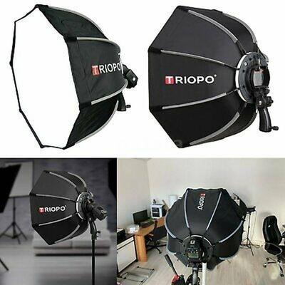 TRIOPO 55cm/65cm Vikbar 8-stångig Oktagon Softbox med Mjukt Tyg Handtag för Godox Yongnuo Andoer Kameramonterad Blixt