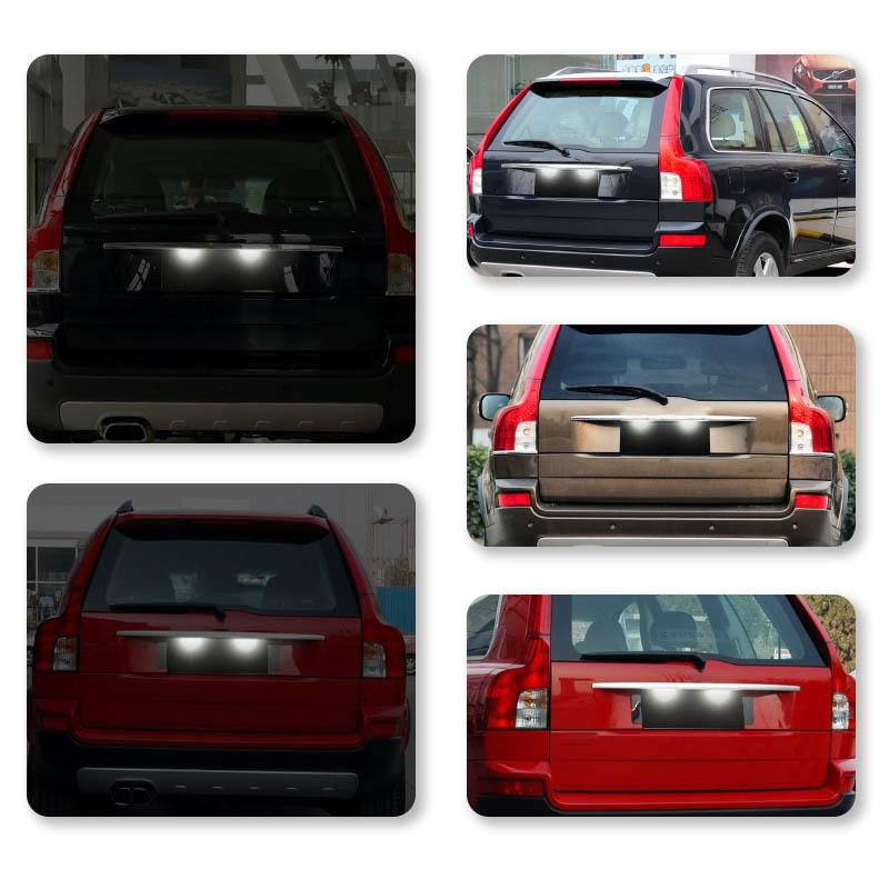 2pcs White LED Light Error Free Number License Plate Lights for Volvo S80 XC90 S40 V60 XC60 S60 C70 V50 XC70 V70 LED Tag Lights