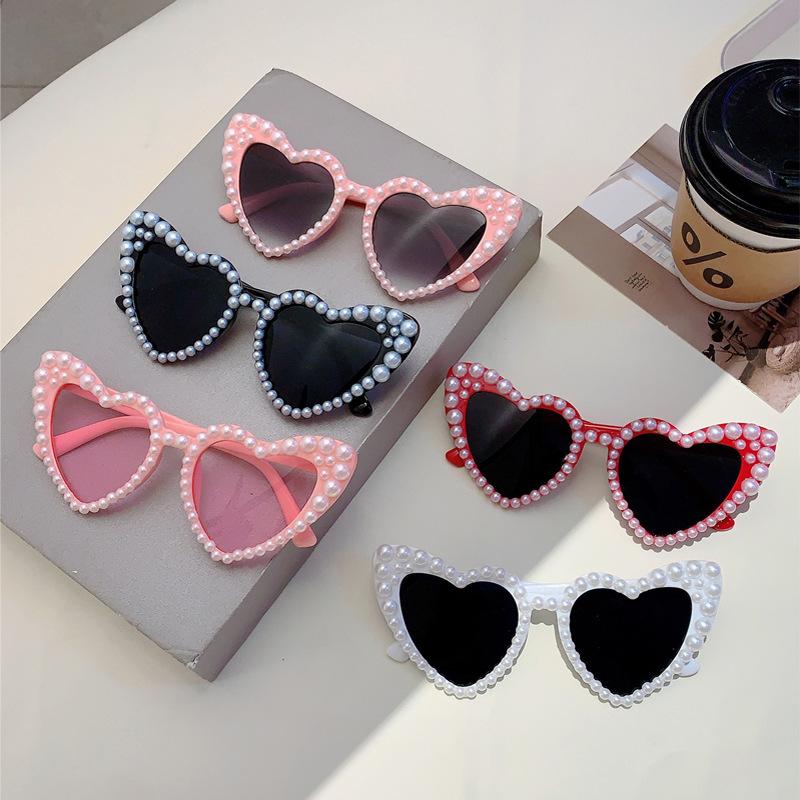 New love pearl-studded personality funny sunglasses birthday party wedding photo concave sunglasses