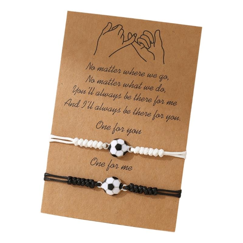 Fußball Freundschaftsarmbänder für Männer Frauen Abschlussgeschenke Schwarzes Weißes Band Fußballschmuck für Fußballliebhaber