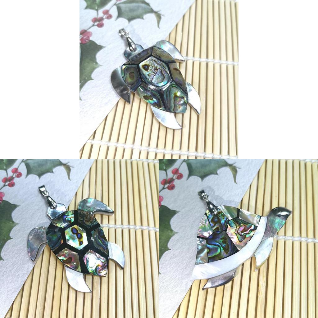 Handmade Shell Turtle Pendant Necklace With Polished Abalone And Conch Shell For Casual Wear