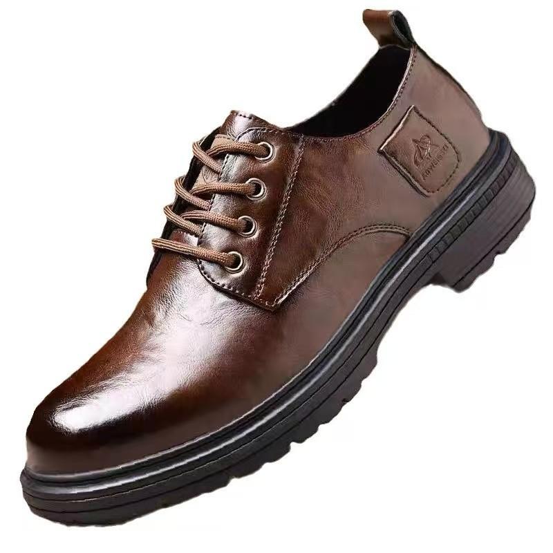New British Style Leather Shoes for Men Martin Boots for Men Soft Sole Low Top Versatile Retro