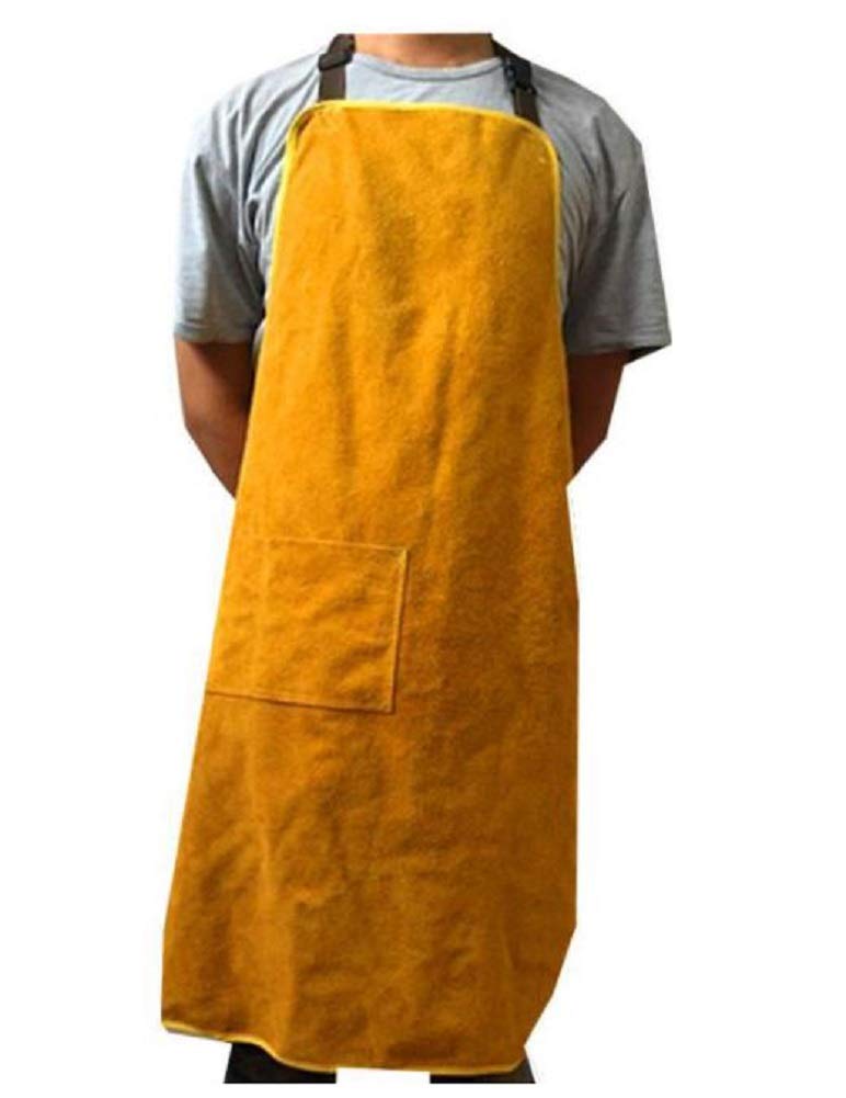 NEYORIKA Welding Apron, Insulated Apron, Large Size, Flame Retardant, Burn Prevention, Heat Resistant, Cowhide Leather, Brown