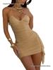 European & American Style Women's Summer Mesh Dress - Sexy Lace-Up Halter Short Skirt