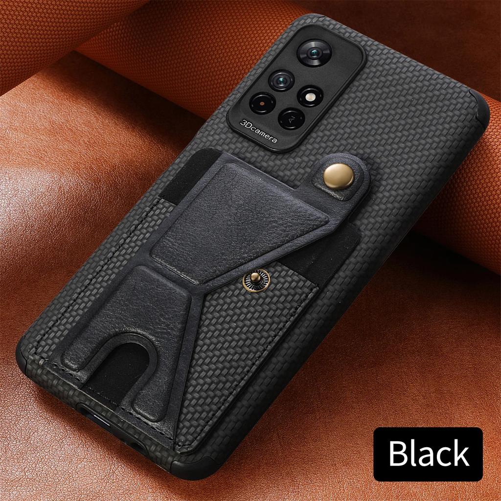 Wallet Flip Card Holder Carbon Fiber Phone Case for Xiaomi Redmi Note 11 10 Pro 11S S Prime POCO X3 NFC Mi 11 Lite Leather Cover