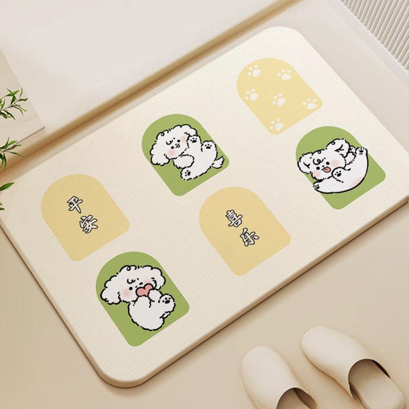 Diatom Mud Bath Moisture-wicking Mat Toilet Bathroom Toilet Door Area Slip-resistant Quick Drying Rug Durable Durable