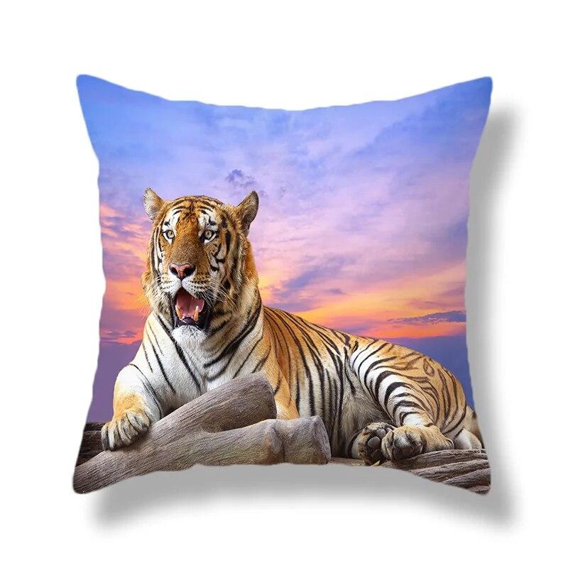 Heimdekoration Tierwelt Tiger Kissenbezug Bett Wohnzimmer Sofa Bürositz Auto Lendenkissen Bezug