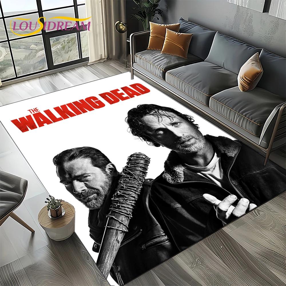 TWD Walking Dead Rick Daryl Horror TV Teppich für Wohnzimmer Schlafzimmer Haus Sofa Dekoration, Kinderteppich rutschfeste Bodenmatte