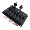 DC 12‑24V 6 Gang Rocker Switch Panel Overload Protection Dual USB Charger with Digital Voltmeter Display for Boats