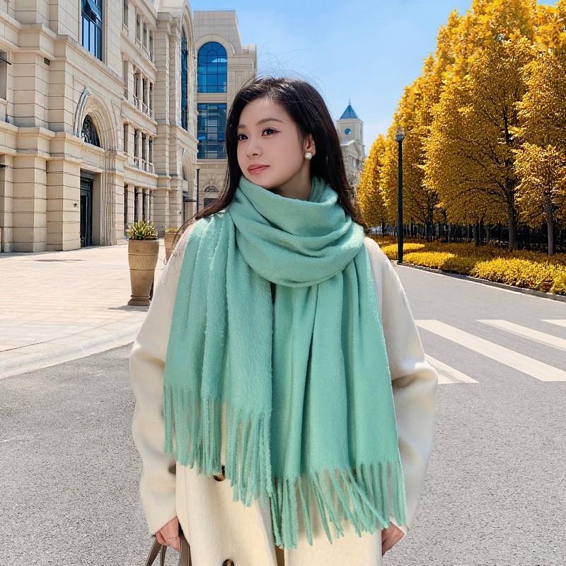 Luxury Faux Mink Scarf Women Men Solid Color Winter Warm Shawl Korean Style Chic Neck Wrap 208x70cm