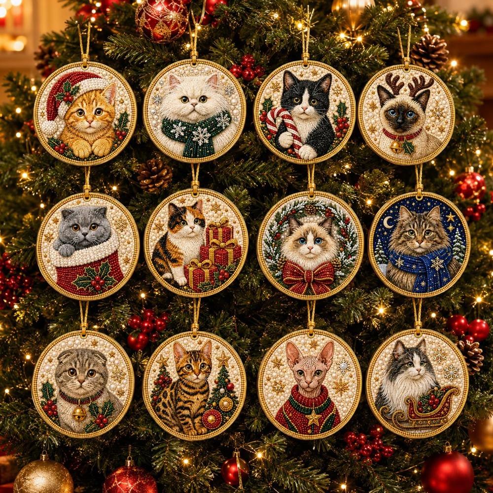 12Pcs Pearl Christmas Wooden Ornament Special-Shaped Gems Hanging Holiday Ornament  Christmas Tree