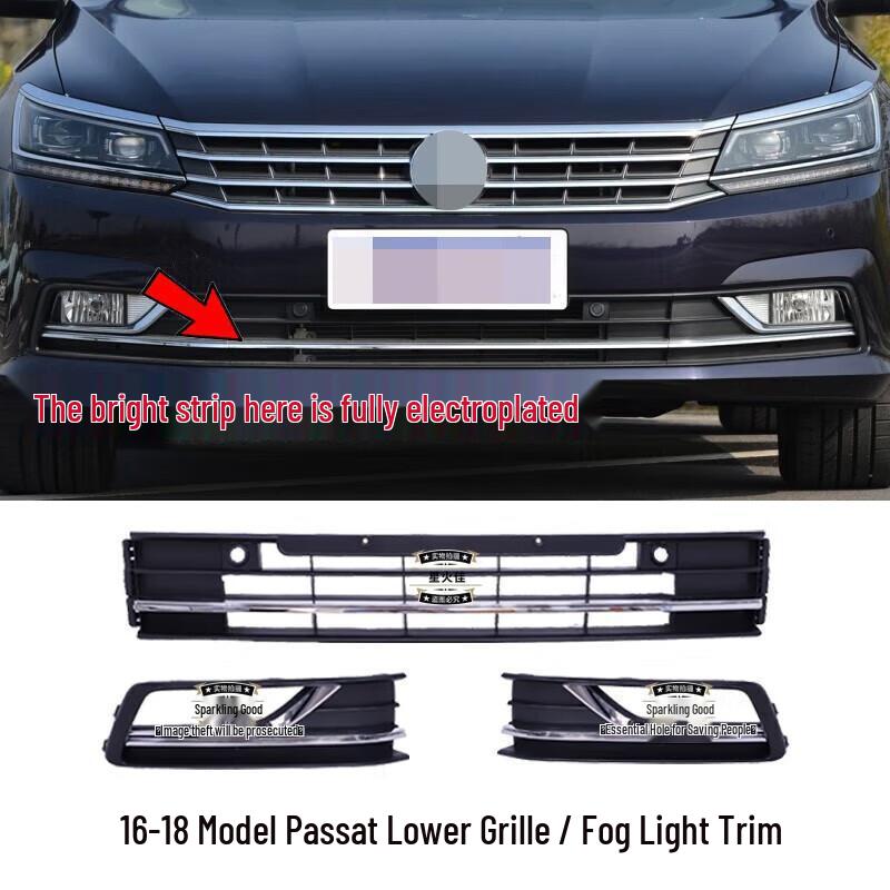 Passt für 11-18 Neuer Passat: Untere Mittelgrill- und Nebelscheinwerfer-Zierleiste, Frontstoßstangen-Grill-Lüftungsabdeckung