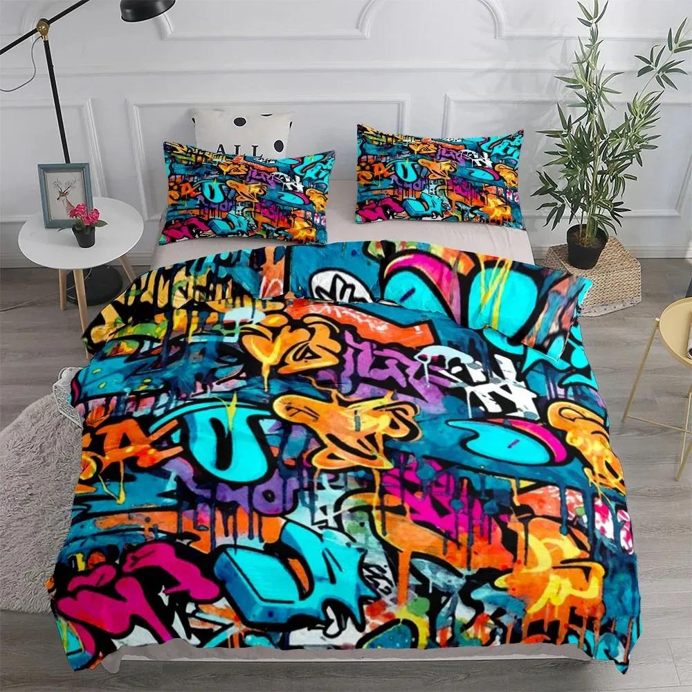 Pilsētas piepilsētas Grafiti Māksla Gultasveļas Komplekts