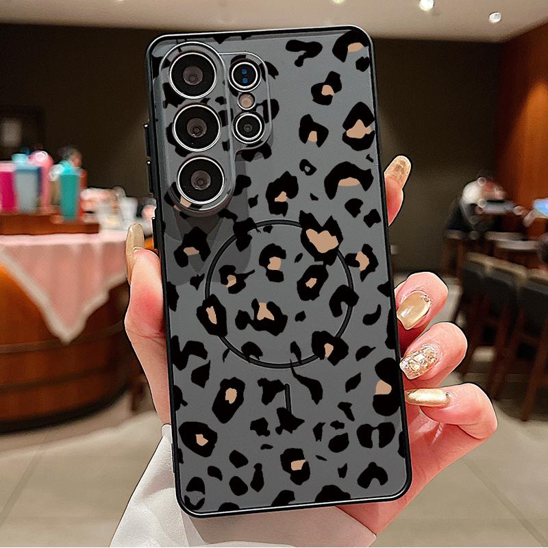 Leopard Print Phone Case For Samsung Galaxy S26 Ultra S25 Edge S24 Plus S23 FE S22 A17 A54 A55 A56 A57 5G Magnetic For Magsafe Matte Cover