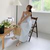 New Arrivals Open Run Women Polyester Shoulder Strap Flare Long Dress Oversized