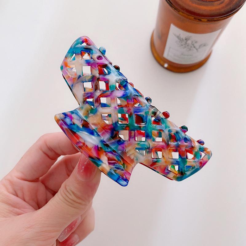 Elegant Geometric Design Acetate Hair Claw Clip Perfect For Fashionable Women Rainbow Blue